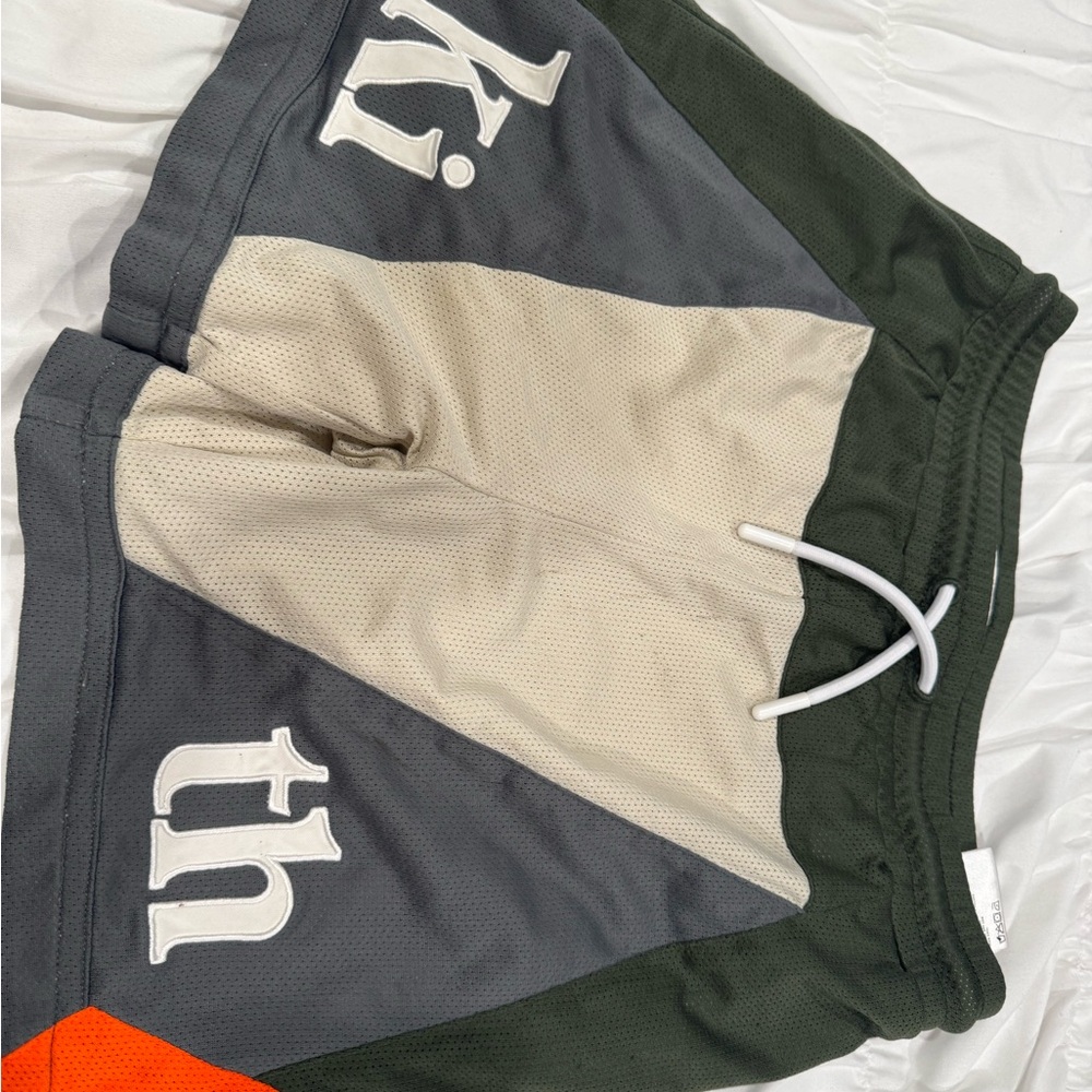 Kith Kids Colorblock Athletic Shorts — Olive, Gray, Cream, Orange